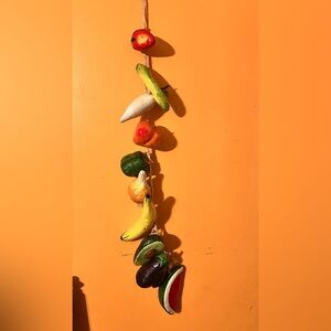 Paper Mache Fruits And Vegetables On A Rope Wall Hanging Decor 36.5 Inch Vintage